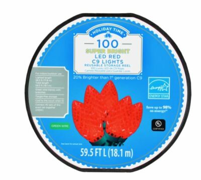 Holiday Time 100 Count Red LED Super Bright C9 Christmas Lights