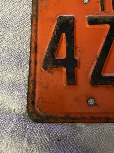 1956 Texas Truck Rare Orange Replacement License Plate 4Z8924 - Picture 3 of 7