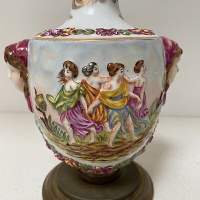 ERNST BOHNE Sohne Sons  PORCELAIN LAMP Capodimonte Nymph Dancing