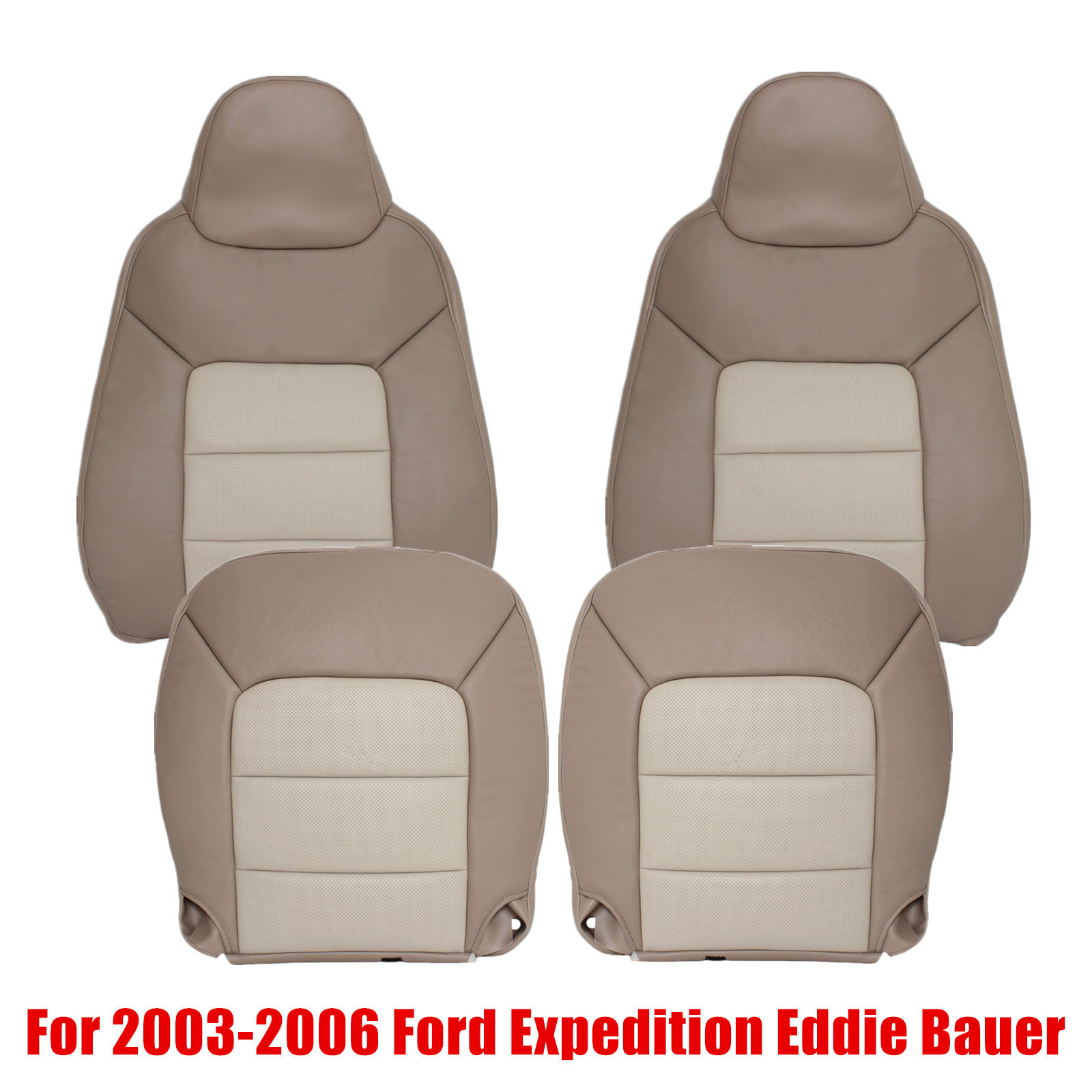 For 2003 2004 2005 2006 Ford Expedition Driver & Passenger Seat Cover 2-Tone Tan