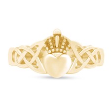 Claddagh Ring in 14K Yellow Gold Plated Sterling Silver