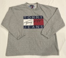 VTG 90s Tommy Hilfiger Jeans Essential Crewneck Sweatshirt Hip Hop XL Made USA