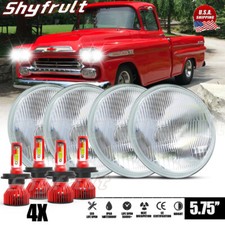 Dot For Chevy 3100 Truck 1958 1959 4pcs 5.75 Round Led Headlights Halo