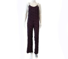 Purple Floral jumpsuit shoulder tie lightweight Sz Small Cottage Core City Chic