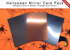 Halloween Mirror Card A4 280gsm – Orange Silver Gun Metal – Arts Crafts Paper