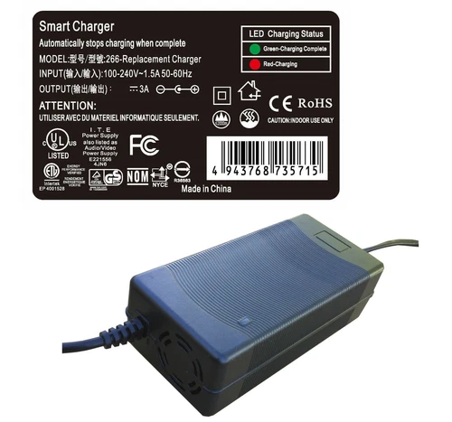 3 Amp Smart Charger for Swagtron SG-5 Swagger 5 Boost Commuter Electric Scooter