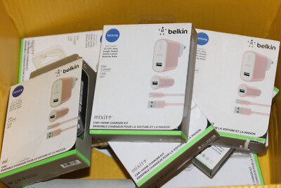 X20- Belkin 12W Car & Wall Charge with 4FT Micro USB Cable - Rose Gold in Box