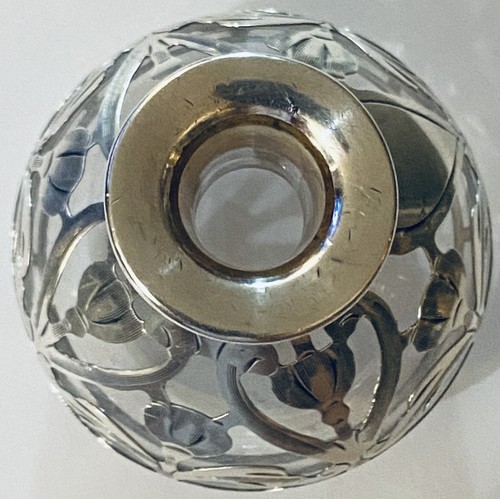 VINTAGE STERLING SILVER OVERLAY FILIGREE ART NOUVEAU PERFUME SCENT BOTTLE C1900 - Picture 9 of 15