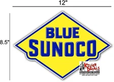 (SUNOC-4) 12" BLUE SUNOCO GASOLINE GAS PUMP OIL TANK DECAL DX