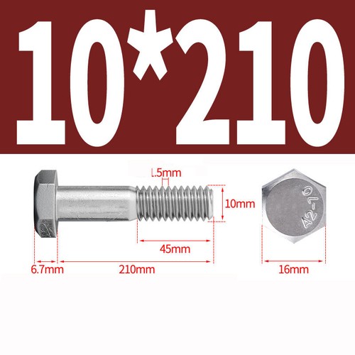 Extended Hex Head Bolts Part Threaded Hexagon Screws A2 Stainless M6 M8 M10 M12 - Picture 78 of 116