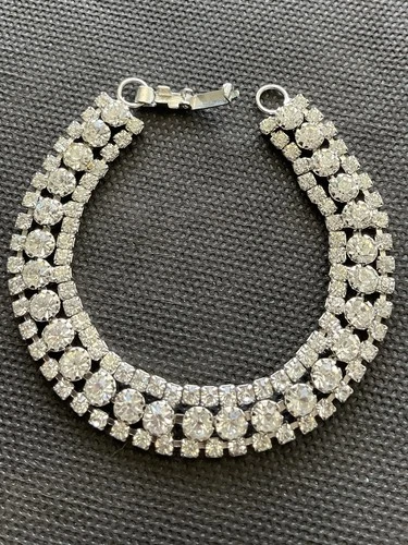 Signed Weiss Vintage Rhinestone Bracelet Estate Costume Jewelry