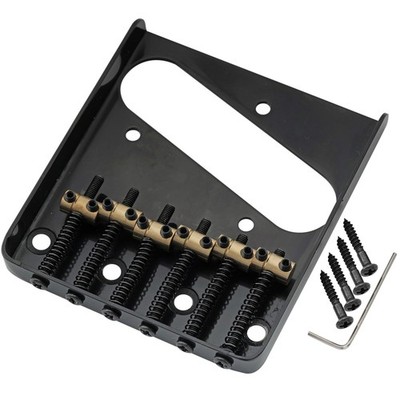 Musiclily Pro Black 54mm Vintage Bridge Brass 6 Saddles For Import Tele Guitar