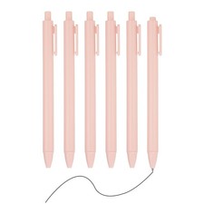 6 Pack Retractable Pens 0.5mm, Black Gel Ink for Office, Bright Pink