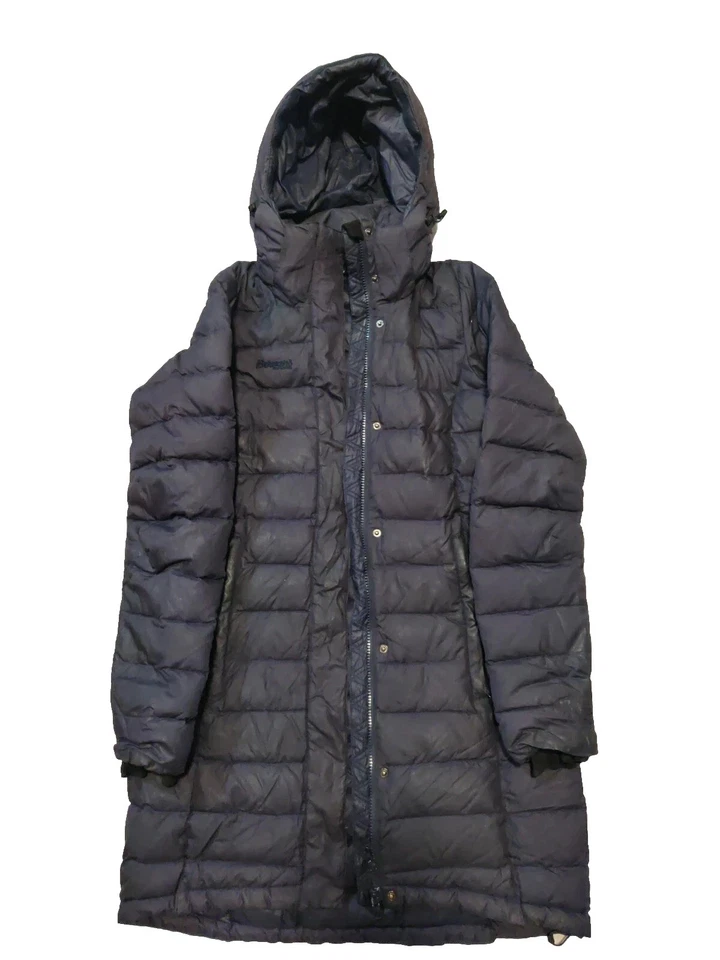 Bergans of Norway Down Coat  Womens XS Long Hooded Blue  Down  Winter Ski Parka - Image 2 of 4