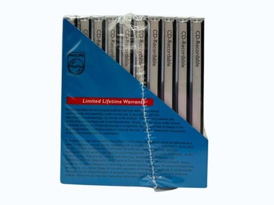 New Philips 10 Pack CD-R Blank CDs & Full Size Jewel Cases 80 Minutes- Sealed
