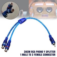 1 Male To 2 Female Connector Oxygen Free Adapter Cable 30cm RCA Phono Y Splitter