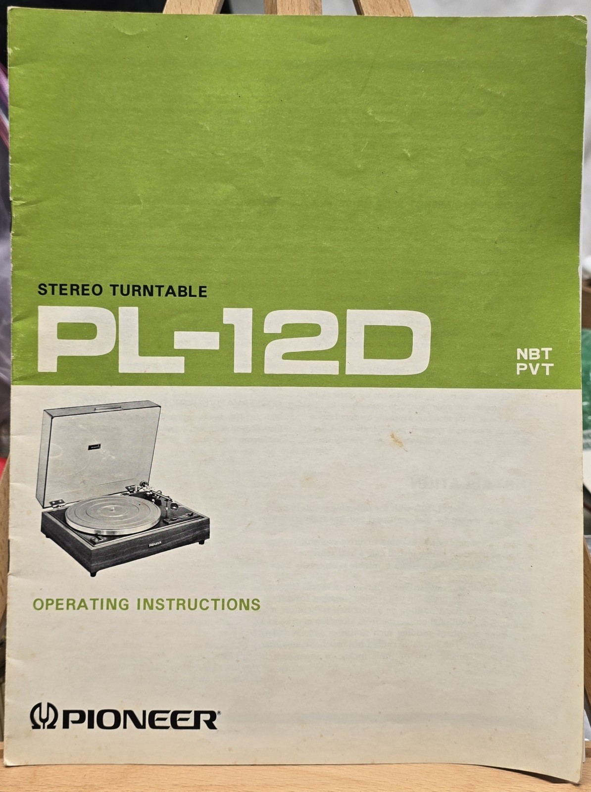 ORIGINAL Operating instructions manual for a Pioneer  PL-12D STEREO TURNTABLE