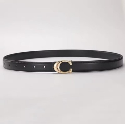 Coach Black Skinny Fashion Belt Gold-Plated Buckle 