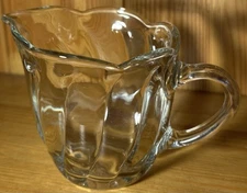 Vintage Anchor Hocking Swirl Clear Coffee Creamer 3.5” Scalloped Rim Glass MCM