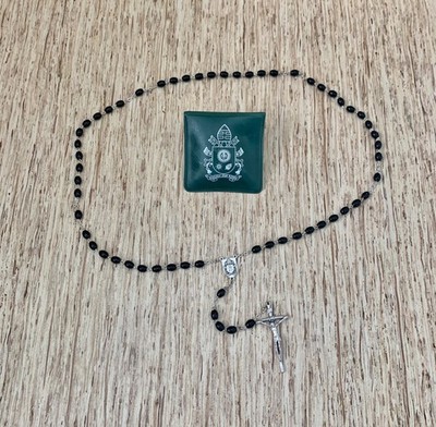 Religious Catholic Pope Francis Holy Rosary Black Beads Miserando Atque Eligendo