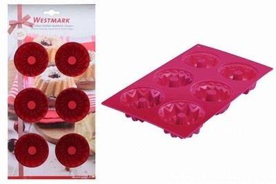Küchlein-Backform für 6 Mini-Gugelhupf Silikon Cup-Cakes Muffin Pudding WESTMARK