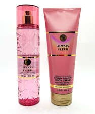 Set of 2 Bath  Body Works ALWAYS FLEUR Luxury Fine Fragrance Mist  Body Cream