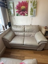 Cream 2-Seater Real Leather Sofa – Great Condition – No Rips or Blemishes