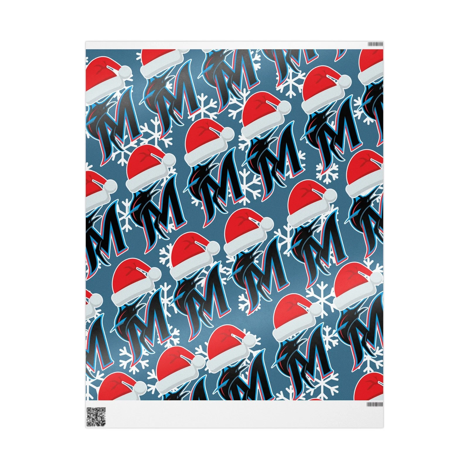 Miami Marlins Wrapping Papers, Christmas Gift Wrap, Baseball Team Holiday