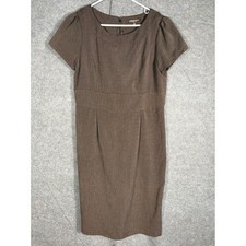 Adrienne Vittadini Brown Textured Sheath Dress Short Sleeve Size 14 Office Wear