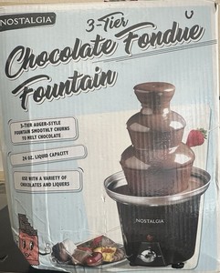 Nostalgia 3-Tier Chocolate Fondue Fountain 24 oz Electric Metal Plastic