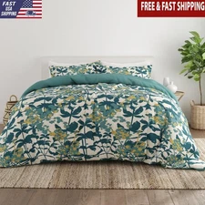 Durable Reversible Microfiber Duvet Cover Set Hypoallergenic Soft Bed Bedding US