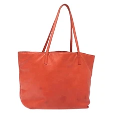 LOEWE Anagram Tote Bag Leather Orange Gold Auth 130963