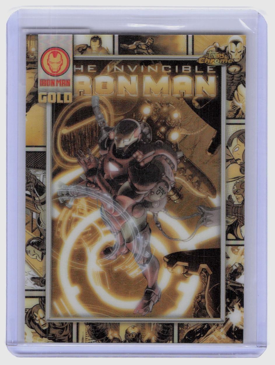 2025 Topps Chrome Marvel #IM-8 Iron Man Iron Man Gold Refractor