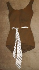 Vintage Cole of California Swim Suit w Polka Dot Belt Size 12 Bathing Suit
