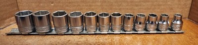 SnapOn  12 pc 3/8'' Drive 6-Point Metric Shallow Socket Set (8-19 mm) -- Lot 3723