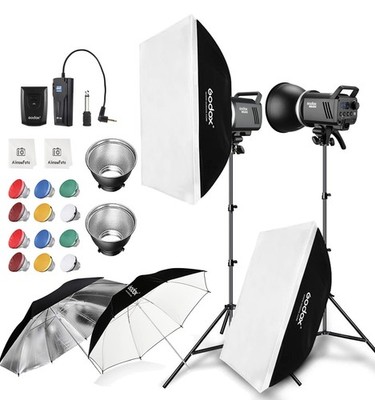 2pcs Godox MS300 600W Studio Strobe Flash Kit Bowens Mount Lighting,2.4G Wire...