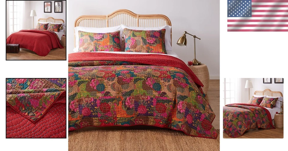 Indian Sari Inspired Quilt Set - Full/Queen - Image 2 of 4