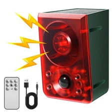 Solar Outdoor Motion Sensor Alarm - Dog Barking & Gunshot Sound, Support Reco...