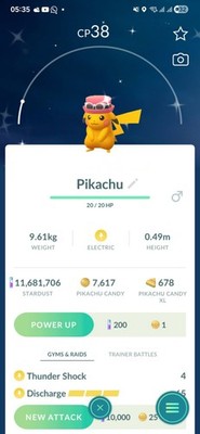 Shiny Pikachu ( Serena Hat ) Pokemon Tr@de Go