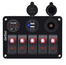 Waterproof Red Boat Rocker Switch Panel 3.1A Volt Dual USB Socket LED Light