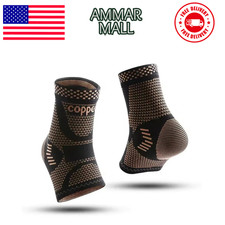 Copper Ankle Brace Compression Sleeve Foot Support Sprain Sports Men Women