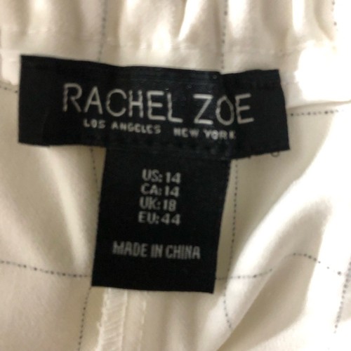 Rachel Zoe White Straight Leg Pants Checker Square Pattern Office Casual Sz 14 - Picture 3 of 8