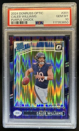 2024 Panini Donruss Optic Caleb Williams Purple Shock Rated Rookie #201 PSA 10