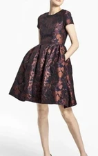 Brooks Brothers Women's Floral Jacquard Fit-And-Flare Dress Size 4