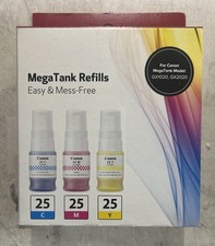 New Genuine Canon GI-25 Color 3PK Pigment Ink Bottle PIXMA GX1020 GX2020