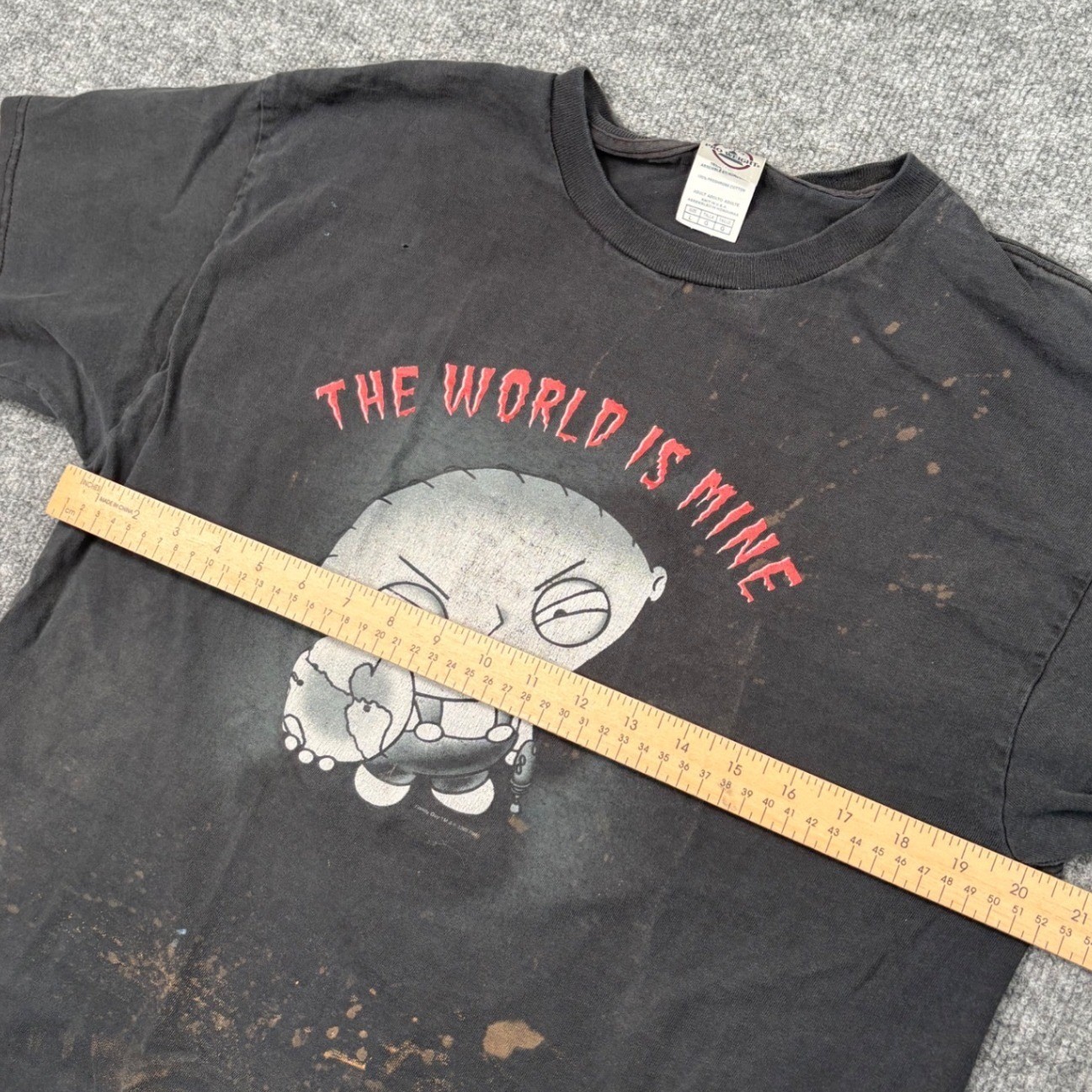 Vintage 2005 Family Guy Stewie Griffin The World Is Mine T-Shirt Black Large image 5