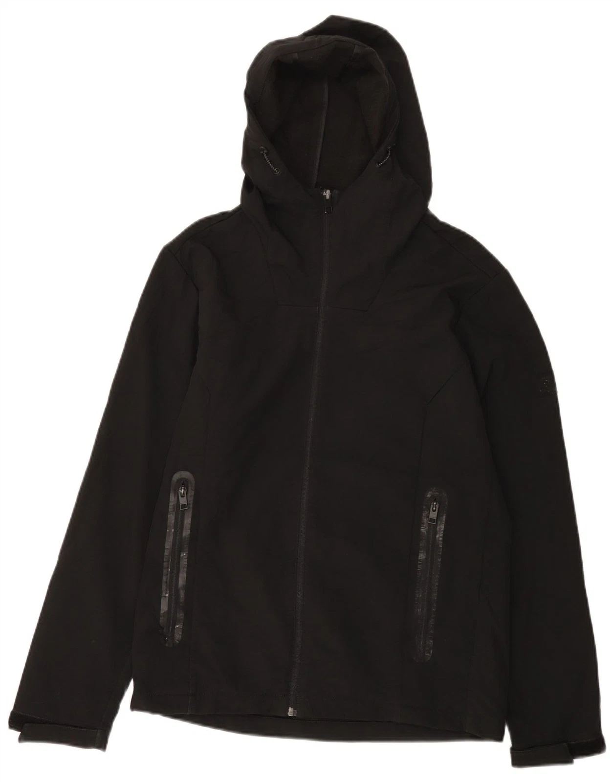 Jack & Jones Mens Hooded Windbreaker Jacket UK 38 Medium Black Polyester AQ08