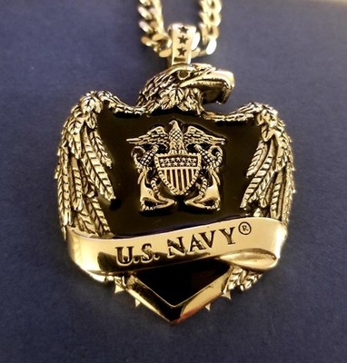 U.S. Navy  Eagle Shield Pendant Necklace  Officially Licensed  Stainless Steel