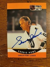 1990-91 Pro Set - Gordie Howe #654 Season in Stat Header Signed Autographed 