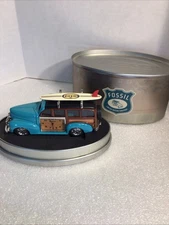 Vintage Fossil Surf Woody Clock in Metal Display Tin - Needs A New Battery